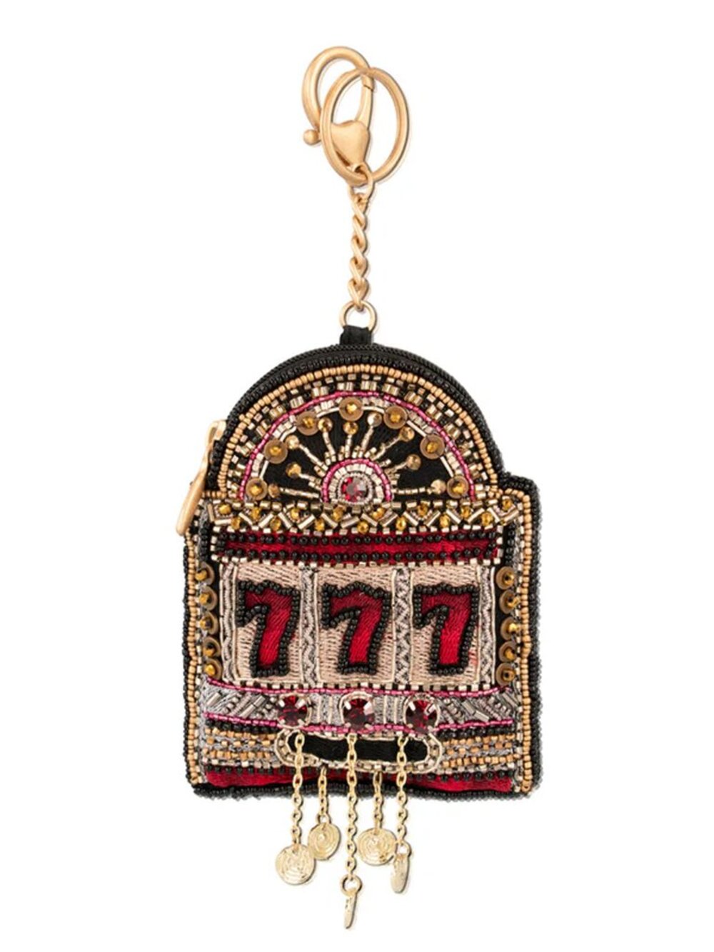 Mary Frances Spin To Win Beaded Slot Machine Coin Purse Zip Key Ring Black NEW